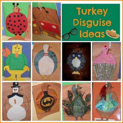 These turkey disguise ideas are perfect for any Turkey Trouble homework assignment...or just to make at home too! Disguise A Turkey Ideas Kids, Disguise The Turkey, Disguise A Turkey Project, Tom The Turkey, Turkey Trouble, Turkey In Disguise, Disguise A Turkey, Paper Turkey, Turkey Disguise Project