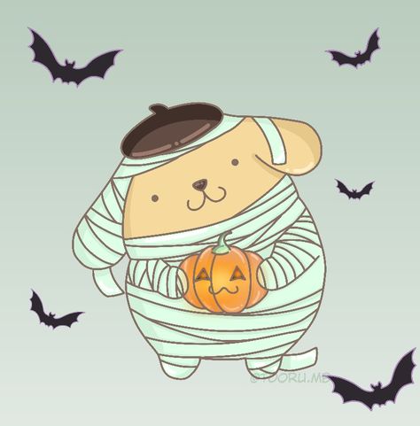 Halloween Pompompurin, Pompompurin Halloween, Sanrio Halloween, Halloween Art, Pikachu, Hello Kitty, Kitty, Collage, Halloween