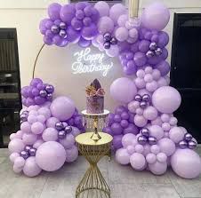 Purple Birthday Decorations, Purple Party Decorations, Purple Birthday Party, Birthday Decorations At Home, Black And Gold Balloons, Wedding Anniversary Decorations, Simple Birthday Decorations, Baby Shower Deco, 18th Birthday Cards