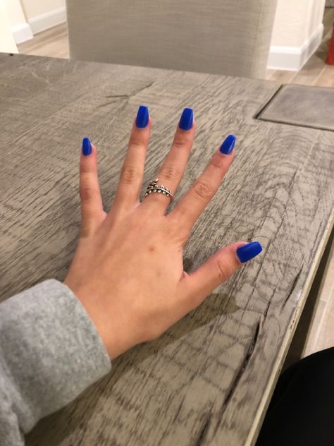 royal blue short coffin nails Coffin Royal Blue Nails, Royal Blue Nails Aesthetic, Royal Blue Nails Short Coffin, Royal Blue Beach Nails, Royal Blue Coffin Acrylic Nails, Blue Prom Nails Short, Royal Blue Coffin Nails, Royal Blue Nail Art, Royal Blue Nails For Prom