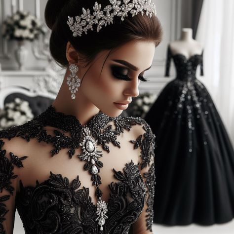 Wedding Dresses Edgy, Formal Goth, Engagement Rings Black, Engagement Rings Ideas, Goth Dresses, Emerald Cut Engagement Rings, Dark Romantic Wedding, Gothic Wedding Theme, Black Lace Wedding Dress