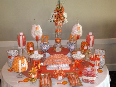 http://www.candygalaxy.com/orange-candy/ Orange Sweet 16, Orange Candy Buffet, Candy Table Ideas, Fox Birthday Party, Party Buffet Table, Candy Tables, Fox Birthday, Candy Bar Party, Buffet Ideas