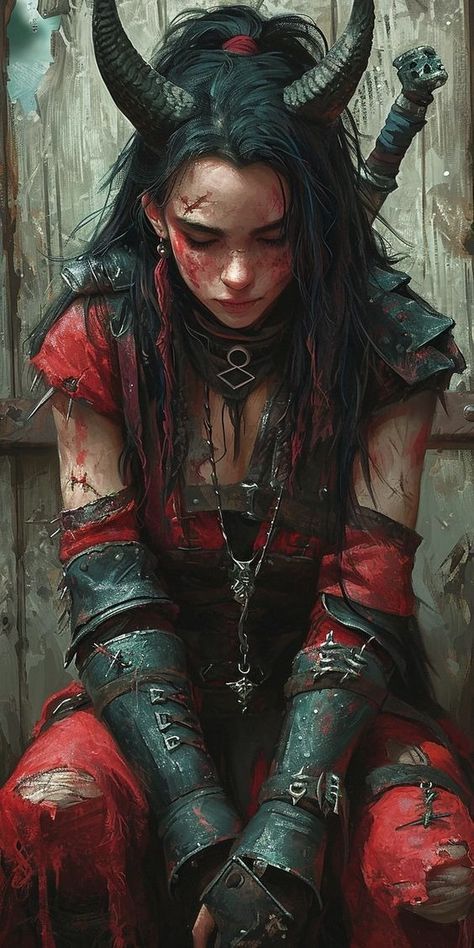 Dark Female Art, Cartoon Cyberpunk, Fantasy Demon, Dark Artwork, Cyberpunk Character, Dnd Art, Dark Art Illustrations, Fantasy Warrior, Anime Cartoon