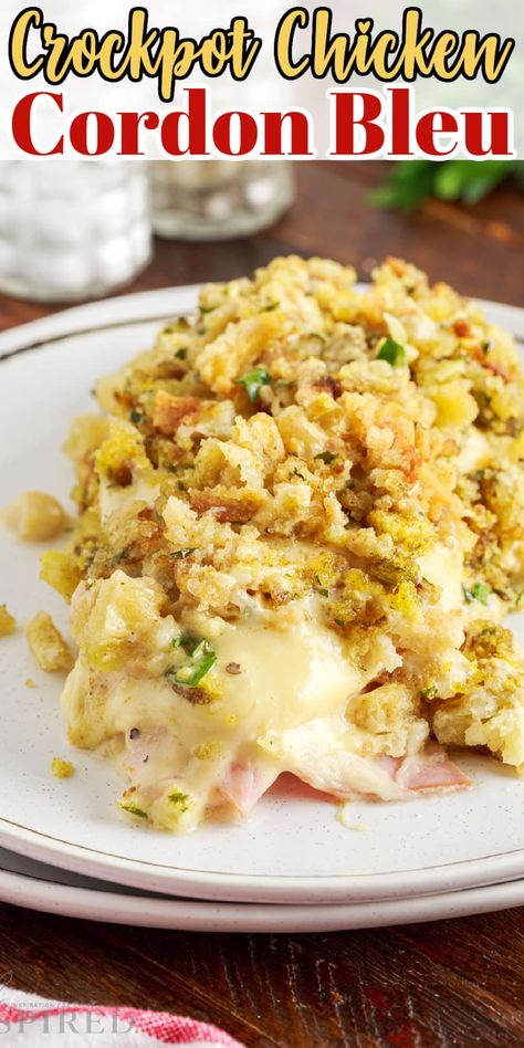 Crockpot Chicken Cordon Bleu, Baked Chicken Cordon Bleu, Chicken Cordon Bleu Recipe, Cordon Bleu Casserole, Cordon Blue, Crockpot Chicken Breast, Chicken Cordon Bleu Casserole, Chicken Breast Recipes Baked, Chicken Cordon