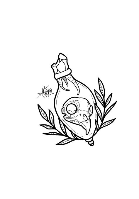 123 Drawing, Vial Tattoo, Witch Potion Bottles, Potion Tattoo, Sydney Tattoo, Chest Tattoo Ideas, Minimalist Tattoo Ideas, Tarot Tattoo, Occult Tattoo