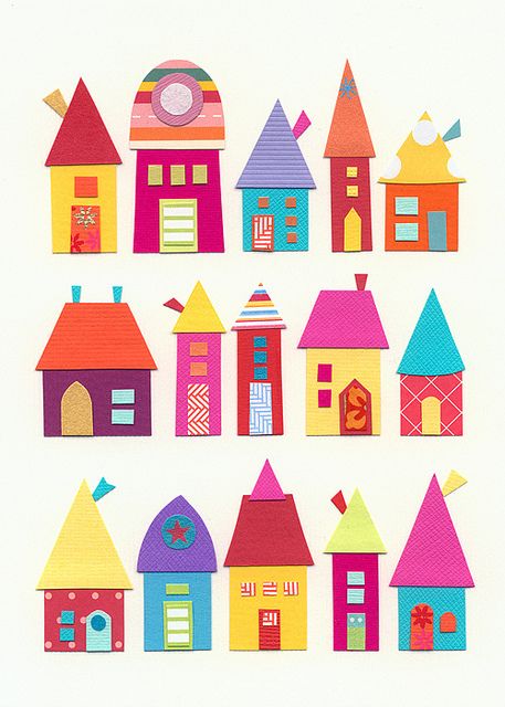 Paper Village, Caroline Rose, Felt House, Colorful Houses, Chur, House Quilts, Felt Board, Paper Houses, Felt Art