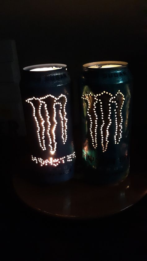 Monster Energy Candle, Energetyki Monster, Monster Can Decor Ideas, Monster Can Candle, Monster Drink Art, Monster Can Ideas For Room, Monster Drink Diy, Monster Can Ideas, Monster Drink Aesthetic