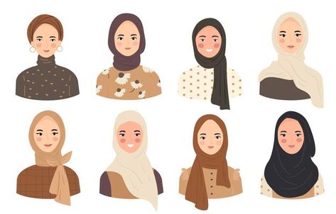 Hijab Drawing, Woman Character, Hijab Cartoon, Illustration Art Girl, Animated Drawings, Woman Drawing, Girls Characters, Canvas Designs, Hijab Style