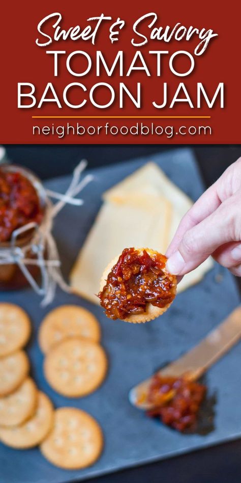 Bacon Tomato Jam Recipe, Tomato Bacon Jam Canning, Tomato Bacon Jam Recipe Canning, Small Batch Tomato Jam, Tomato Bacon Jam Recipes, Bacon Jelly Recipe, Cowboy Tomato Jam, Tomato Bacon Jam, Bacon Tomato Jam