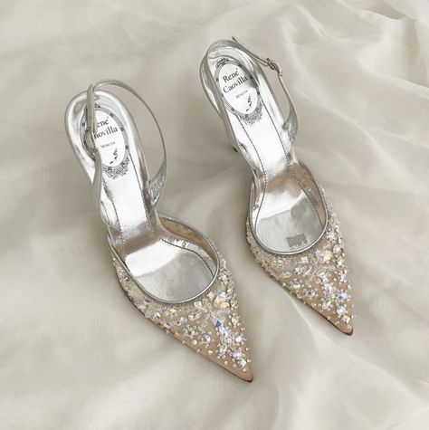 Rene Caovilla Heels Vintage, Rene Caovilla Heels, Heels Vintage, Slingback Heels, Rene Caovilla, Slingback Heel, Silver Crystal, Crystal Rhinestone, Wedding Shoe