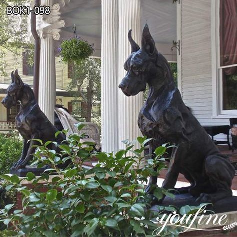 Bronze Dog Statues for Front Porch Factory Supply BOK1-098 Biggest Great Dane, Dog Statues, Bronze Sculpture Animal, Great Dane Puppy, Statues For Sale, Guard Dog, Great Dane Dogs, Sculptures For Sale, Dog Sculpture