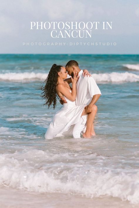 Cancun photoshoot couples. Photographer -@diptychstudio Cancun Couple Pictures, Cancun Photoshoot, Cancun Beaches, Cancun Tulum, Trash The Dress, Beach Portraits, Beach Photoshoot, Working Late, Riviera Maya