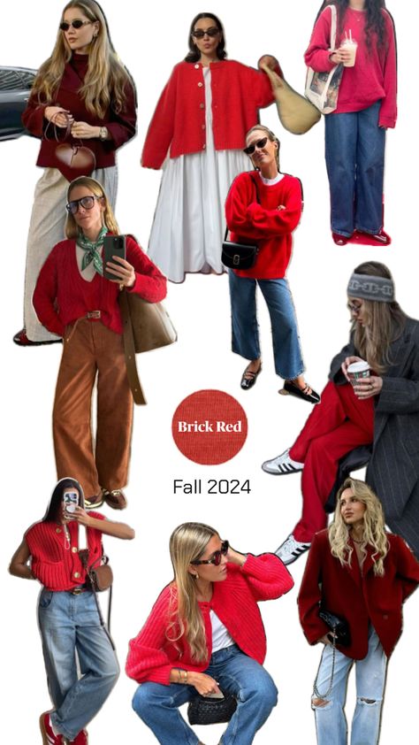 True autumn dark red outfits fall autumn 202; Red Beanie Hat Outfit, Red Linen Shirt Outfit, True Autumn Outfit Ideas, Fall Artsy Outfit, Red Ootd Aesthetic, Colorful Autumn Outfits, Colourful Autumn Outfits, Red Sweater Outfit Aesthetic, Brown And Red Outfit