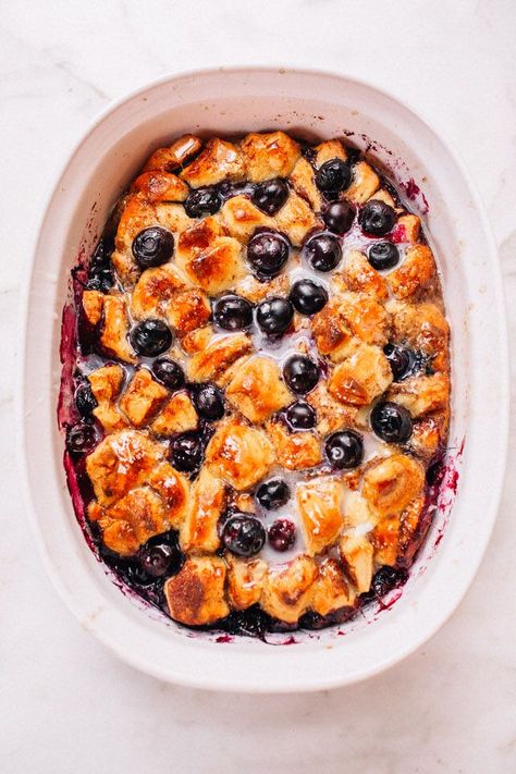 Blueberry Cinnamon Roll Breakfast Casserole | Sequins & Stripes | Bloglovin’ Cinnamon Roll With Blueberries, Easy Fancy Breakfast, Vacation Breakfast Ideas Families, Blueberry Cinnamon Roll Bake, Christmas Dessers, Blueberry Cinnamon Roll Casserole, Cinnamon Casserole, Cinnamon Roll Breakfast Casserole, Blueberry Breakfast Casserole