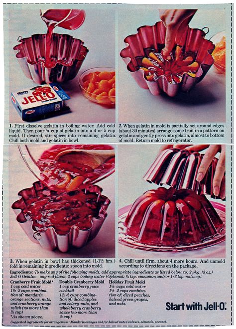 Jello Dishes, Jello Deserts, Jello Mold Recipes, Jello Recipe, Vintage Jello, Jello Salads, Vintage Jello Molds, Jelly Shots, Holiday Fruit