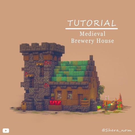 Minecraft Brewery Ideas, Brewery Minecraft, Medieval Butcher Shop Minecraft, Medieval Bakery Minecraft, Potion Brewing House Minecraft, Minecraft Apothecary, Minecraft Brewery, Mideaval Minecraft Build, Mc Medival House