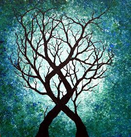 Introverted Painting: Entwined Original Painting Entwined Art, Two Trees, Wallpaper Space, Tree Forest, Art Pages, Tree Art, Tree Painting, Painting Inspiration, Beautiful Images