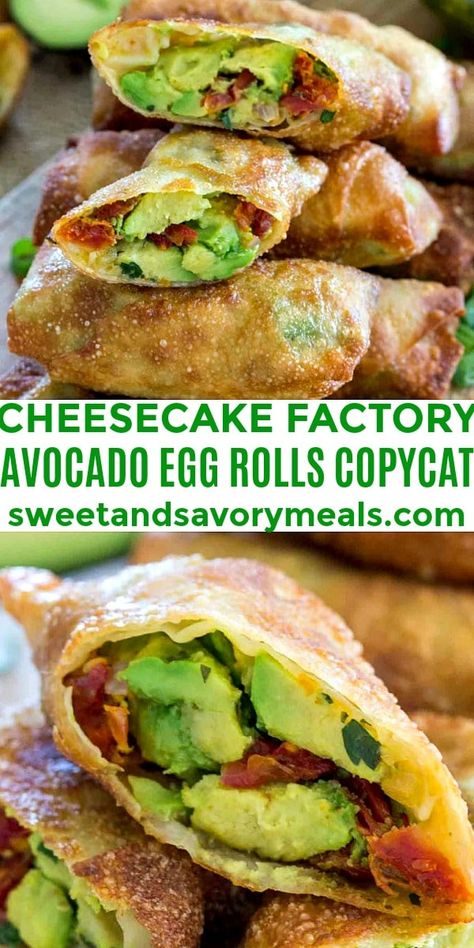 Cheesecake Factory Avocado Egg Rolls Copycat [Video] - Sweet and Savory Meals Trending Appetizers 2023, Cheesecake Factory Avocado Egg Rolls, Avocado Egg Rolls, Cheesecake Factory Recipes, Egg Diet Plan, Savory Meals, Egg Roll Recipes, Egg Diet, Cheesecake Factory