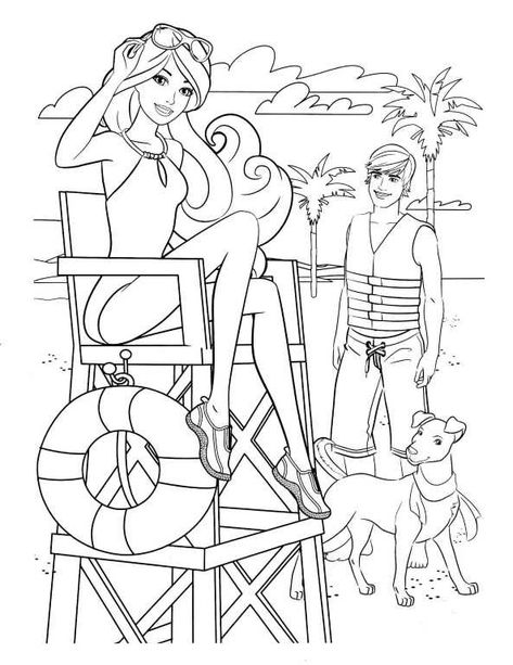 Beach Barbie And Ken Coloring Page Barbie Dog, Beach Coloring Pages, Free Barbie, Barbie Drawing, Barbie Coloring, Barbie Coloring Pages, Summer Coloring Pages, Free Coloring Sheets, Cars Coloring Pages