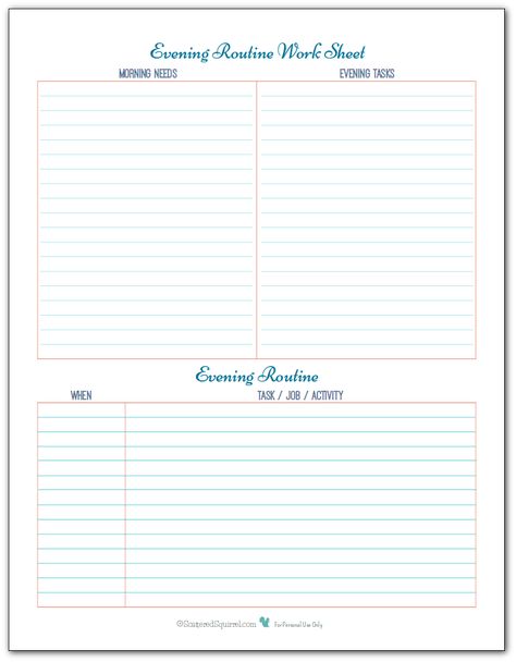 Routine Template, Routine Printable, Silhouette Cameo Tutorials, Home Management Binder, Learn Calligraphy, Life Management, Todo List, Agenda Planner, Evening Routine