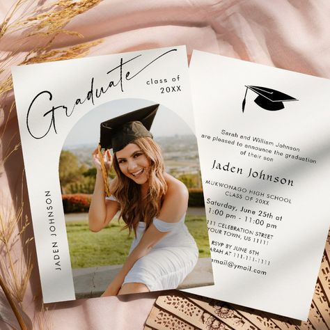 Grad Diy, Grad Party Invitations, Graduation Announcement Cards, Grad Invitations, Minimalist Photos, Graduation Party Invitation, Photo Thank You Cards, Graduation Announcement, Grad Photos