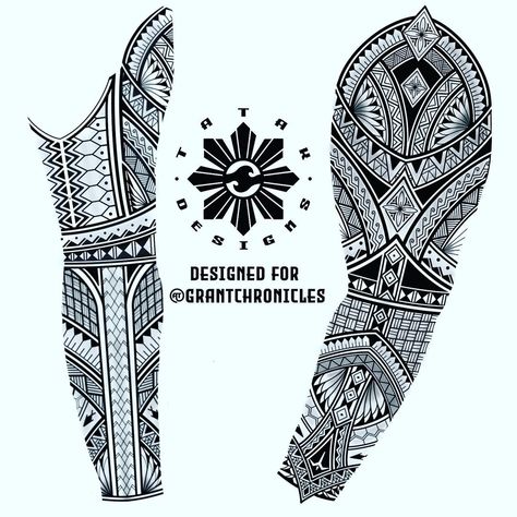 Polynesian Sleeve Tattoo Designs, Geometric Polynesian Tattoo, Viking Tribe Tattoo, Polynesian Full Sleeve Tattoo Design, Filipino Tattoos Men, Polynesian Tattoo Designs Pattern, Full Sleeve Tattoos Women, Sleeve Tattoos Women, Full Sleeve Tattoos For Guys