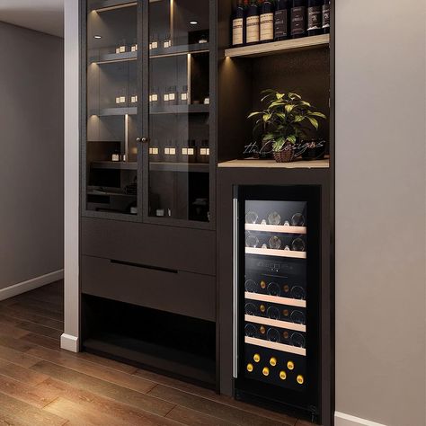 Amazon.com: HCK Dual Zone Wine Cooler Refrigerator - Freestanding, Triple-Layer Glass, Electronic Temperature Control, Oak Wood Shelves - Stores 29 Bordeaux Bottles - Cellar Fridge with ETL Certified : Home & Kitchen Home Wine Bar Ideas, Bar Cabinet Ideas, Bar Furniture Design, Modern Home Bar Designs, Zigarren Lounges, Kitchen Crockery, Crockery Cabinet Design, Crockery Cabinet, Crockery Unit Design