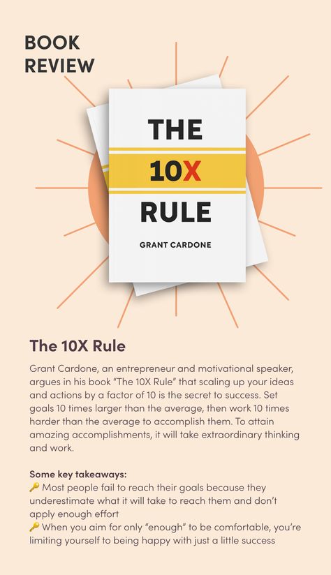 Grant Cardone argues in his book “The 10X Rule” that scaling up your ideas and actions by a factor of 10 is the secret to success. Set goals 10 times larger than the average, then work 10 times harder than the average to accomplish them. To attain amazing accomplishments, it will take extraordinary thinking and work. Some key takeaways: 🔑 Most people fail to reach their goals because they underestimate what it will take to reach them and don’t apply enough effort #booktok #book The 10x Rule, 10x Rule, Book Seller, Accomplish Goals, Grant Cardone, Spiritual Thoughts, Set Goals, Secret To Success, Motivational Speaker