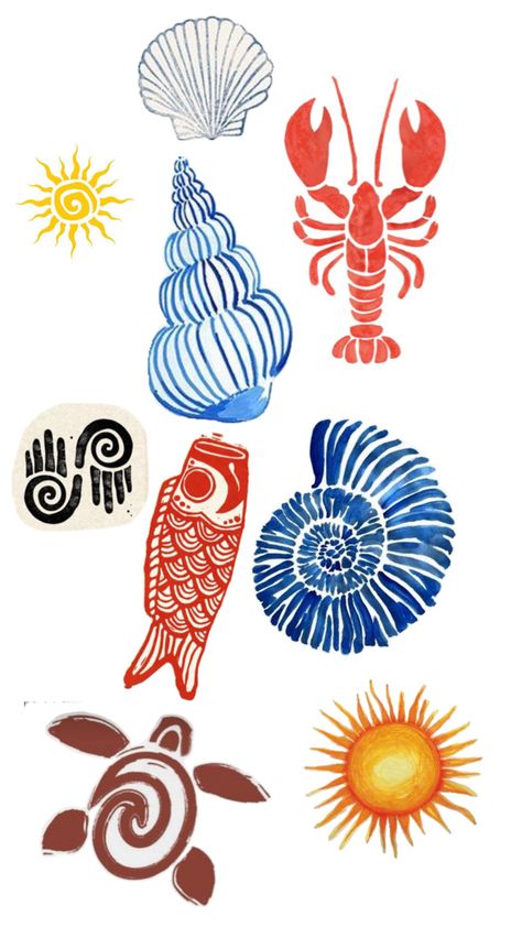 Beach Elements, Hippie Look, Nalu, Illustration Character Design, Sealife, Repeating Patterns, Provence, Wallpaper Backgrounds, Folk Art