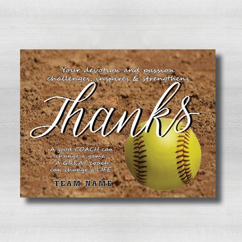 "This softball coach team thank you print would be a great gift for your favorite coach. This softball design will make a great unique gift, for you softball coach who has everything or the hard to buy for individual. This softball thank you design is a unique gift idea for your coaches: Gift for Birthday, Coach of the year Gift or End of Season Gift LISTING INCLUDES: 1 Design in a: Print Framed Print Canvas Finish SIZE SHOWN: 8 x10 HOW TO ORDER: 1) Choose the quantity of the design needed 2) Ch Softball Field, Softball Coach Gifts, Large Library, Basketball Coach Gifts, Coach Appreciation Gifts, Letter Art Design, Softball Coach, Coach Of The Year, Softball Players