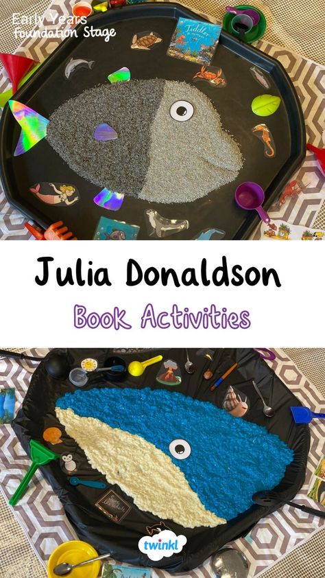 In the early years julia donaldson books are a firm favourite! These tuff trays are lovely inspiration based on her books tiddler and snail on the whale. Special thanks to @peekaboo_play_cafe_guildford Tiddler Julia Donaldson Eyfs Activities, Tiddler Julia Donaldson, Julia Donaldson Tuff Tray Ideas, World Book Day Tuff Tray, Under The Sea Tuff Tray Ideas Eyfs, Under The Sea Tuff Tray Ideas, Under The Sea Messy Play, Under The Sea Eyfs Activities, Julia Donaldson Activities Eyfs