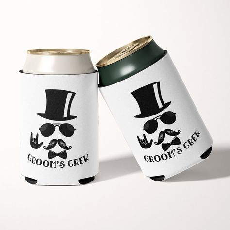 Groom's Crew Hipster Bachelor Party  Can Cooler Unique Bridal Party Gifts, Bridesmaids And Groomsmen, Can Coolers, Free Birthday Invitations, Bridal Party Gifts, Free Birthday Invitation Templates, Kids Nursery Decor, Hair Accessories Jewelry, Kids Stationery