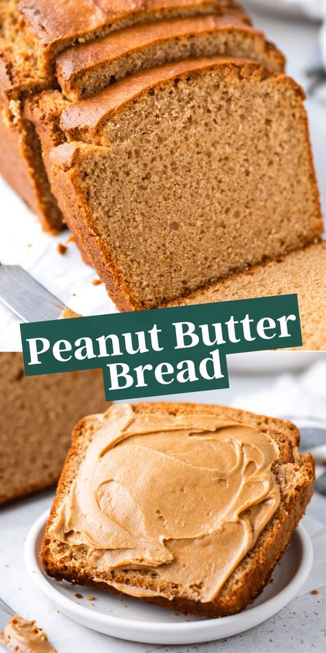 Peanut butter bread is moist, rich and bursting with peanut butter flavor. Add chocolate chips or spread peanut butter onto this quick bread and enjoy it for breakfast or as a snack! Peanut Butter Bread Recipe, Butter Bread Recipe, Peanut Butter Bread, Gluten Free Peanut Butter, Butter Bread, Loaf Recipes, Southern Food, Butter Pie, Bread Machine Recipes