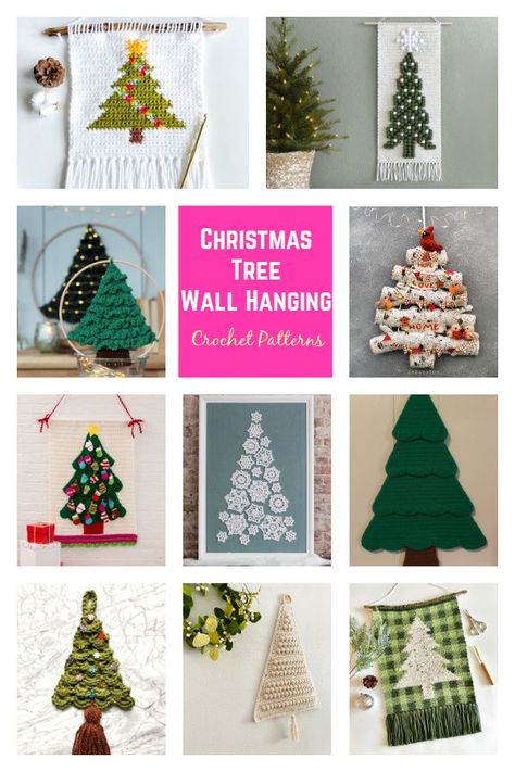 Christmas Tree Crochet Wall Hanging, Crochet Christmas Wall Hanging Free Pattern, Christmas Tree Wall Hanging, Wall Hanging Crochet, Holiday Crochet Patterns, Christmas Tree Skirts Patterns, Christmas Tree Advent Calendar, Tree Wall Hanging, Crochet Christmas Tree