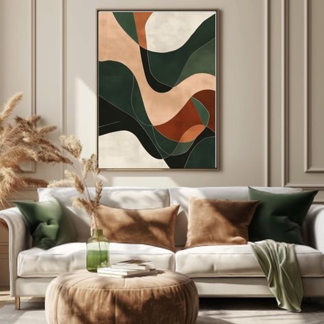 Modern Minimal Neutral Gallery Wall Art, Bedroom Wall Art, Living Room Art, Abstract Art, 16x20 Size, Premium Matte Vertical Posters - Etsy Contemporary Minimalist Living Room, Brown And Green Living Room, Burnt Orange Living Room, Salon Art Deco, Neutral Gallery Wall, Art Bedroom Wall, Living Room Orange, Wall Art Bedroom, Brown Living Room