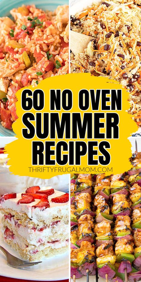 Healthy No Oven Dinners, Easy No Oven Meals, Summer No Oven Dinners, Recipes For 15 People, Easy Meals Without Oven, Meals To Make When It’s Hot Outside, Easy Dinner No Oven, Quick And Easy Dinner Recipes No Oven, Cheap Dinners For A Family Summer