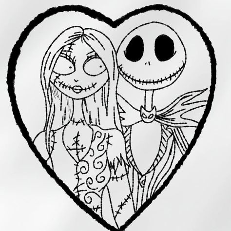 🎃💀 Jack And Sally Drawing Easy, Sally And Jack, Cute Drawings Of Love, Skeleton Love, Graffiti Words, Jack And Sally, Love Drawings, Nightmare Before Christmas, Cute Love