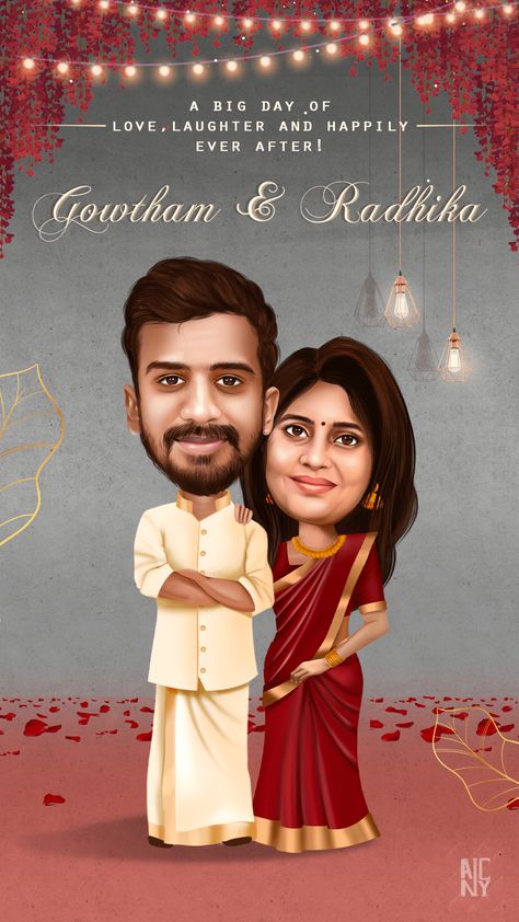 Indian Wedding Caricature, Pocket Watch Drawing, Face Edit, Caricature Wedding Invitations, Couple Caricature, Marriage Gift, Watch Drawing, Caricature Wedding, Wedding Caricature