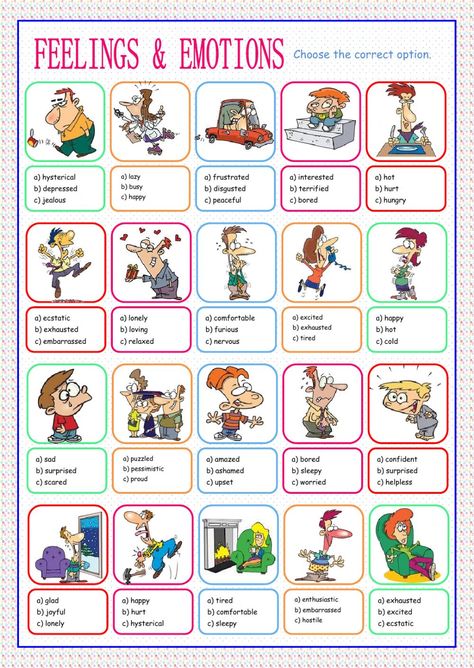 Feelings and emotions interactive and downloadable worksheet. Check your answers online or send them to your teacher. Weather Worksheets, English Worksheet, Phrasal Verbs, Vocabulary Worksheets, English As A Second Language (esl), English As A Second Language, English Worksheets, Esl Worksheets, Household Chores