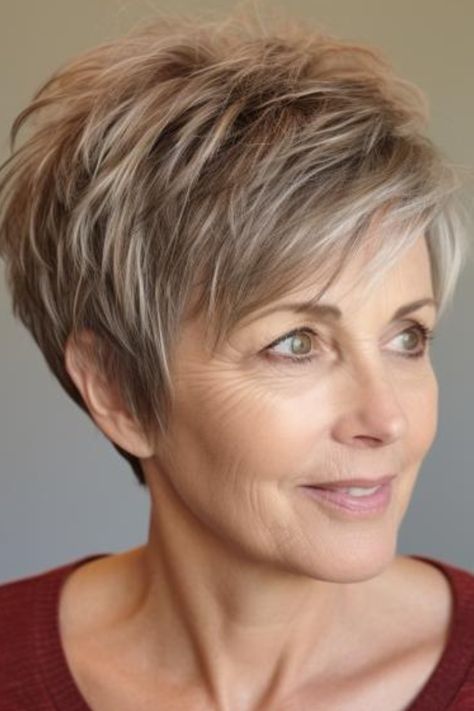 Are you looking for a light and airy haircut? The wispy pixie cut with texture is an option. Click here to check out more elegant short hairstyles for women over 50. Fine Flat Hair Pixie, Long Pixie Hairstyles Over 50, Airy Haircut, Before And After Haircut Long To Short, Short Tapered Hair, Gray Pixie Haircut Over 50, Short Hair For Women Over 50, Pixie For Round Face, Short Haircuts For Women Over 50