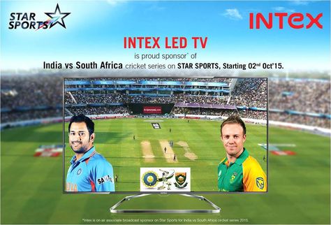 Intex LED TV is the Proud Sponsor of India vs South Africa Cricket Series Starting 2nd Oct'15 on Star Sports Network. India Vs South Africa, Cricket Match, Led Tv, World Cup, South Africa, Soccer Field, India, Led, Tv