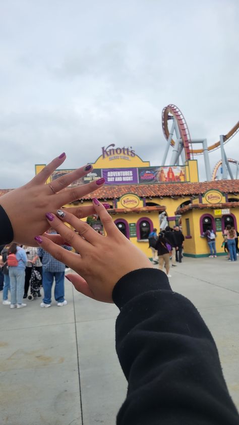 Snoopy and boysenberry nails Knotts Berry Farm Outfit, Farm Nails, Farm Outfit, Knotts Berry Farm, Farm Clothes, Berry Farm, Amusement Park, Long Nails, Theme Park