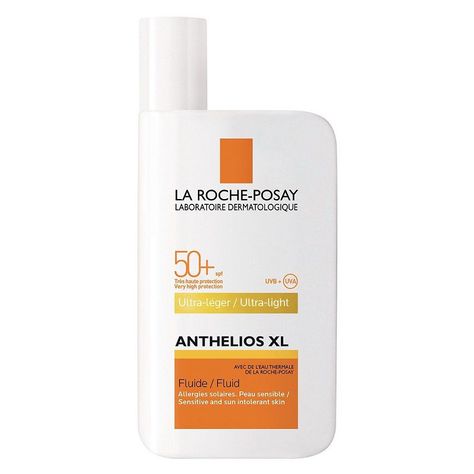 La Roche-Posay Anthelios XL Face Ultra-Light Fluid SPF 50 - £12.38- ellemag Greasy Face, Facial Sunscreen, Acne Spots, Bag Essentials, Roche Posay, La Roche Posay, روتين العناية بالبشرة, Face Sunscreen, Best Face Products