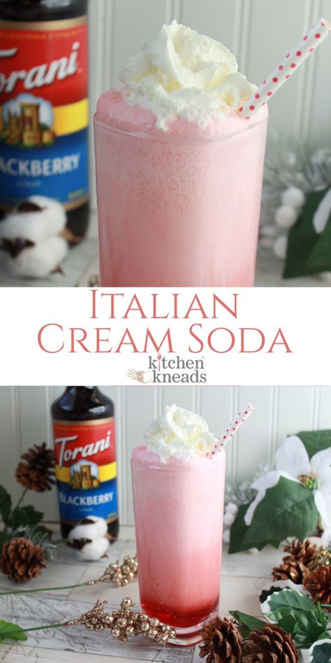 Italian Cream Soda Kitchen Kneads Valentines Italian Soda, Italian Creme Soda Recipe, Cherry Italian Soda, Homemade Italian Soda Recipes, Raspberry Italian Soda Recipe, Italian Soda Recipe How To Make, Homemade Fruit Drinks, Italian Cream Sodas, Strawberry Italian Cream Soda