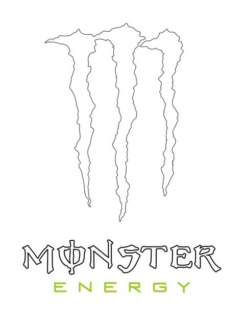 Monster Energy Drawing, Monster Energy Painting, Monster Energy Tattoo Ideas, Monster Energy Tattoo, Monster Drink Drawing, Monster Logo Drawing, Monster Energy Logo, Logo Coloring Pages, Energy Drawing