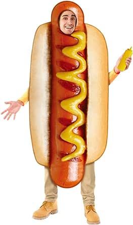 Hot Dog Halloween Easter Costume Cosplay Outfit Fancy Dress Sauce Design, Hot Dog Costume, Hotdog Costume, Easter Costume, Family Bbq, Face Cut, Mustard Sauce, Amazon Gadgets, Dog Costume