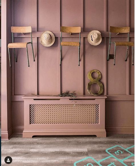 Rose Paint Color, Pink Hallway, Dusty Pink Bedroom, Pink Bedroom Walls, Modern Paint Colors, Pink Paint Colors, Trending Paint Colors, Dining Room Style, Farrow And Ball Paint