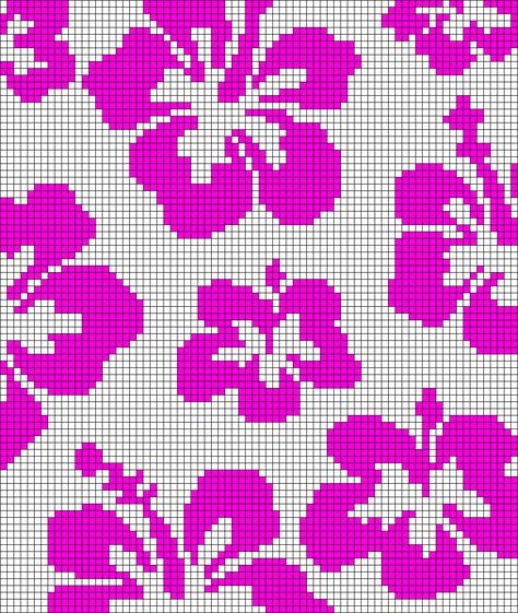 Alpha pattern #154422 variation #307003 | BraceletBook Hibiscus Flower Pixel Art, Hibiscus Crochet Bag Pattern, Flower Crochet Alpha Pattern, Alpha Pattern Hibiscus, Floral Alpha Pattern, Hawaii Flowers, Flower Chart, Hawaiian Print, Crochet Stitches Patterns