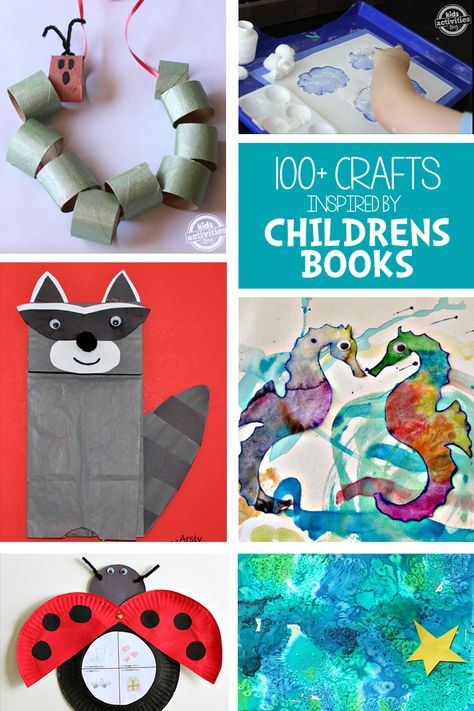 100  Crafts Inspired by Children’s Books - so many amazing projects that accompany our favorite books. Storytime Crafts, Crafts For Children, Book Art Projects, Book Craft, Activities For Children, Preschool Books, E Mc2, Childrens Crafts, Preschool Art