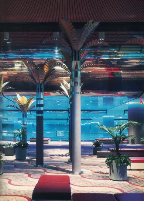 Eighties Galaxy — newwavearch90: McCarran International Airport... Leisure Suit Larry, 80s Miami, 80s Interior Design, Retro Vaporwave, 90s Decor, 80s Interior, Postmodern Design, 90s Home, Map Ideas